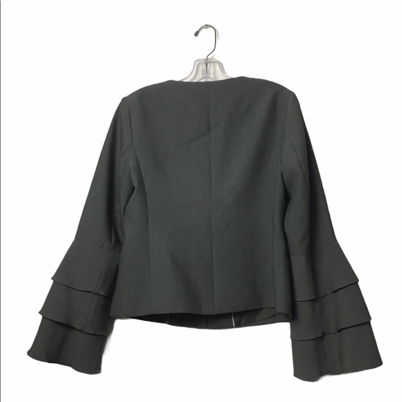 Banana Republic  Blazer Jacket Business Ruffle Sleeve size 2 gray - Picture 2 of 14
